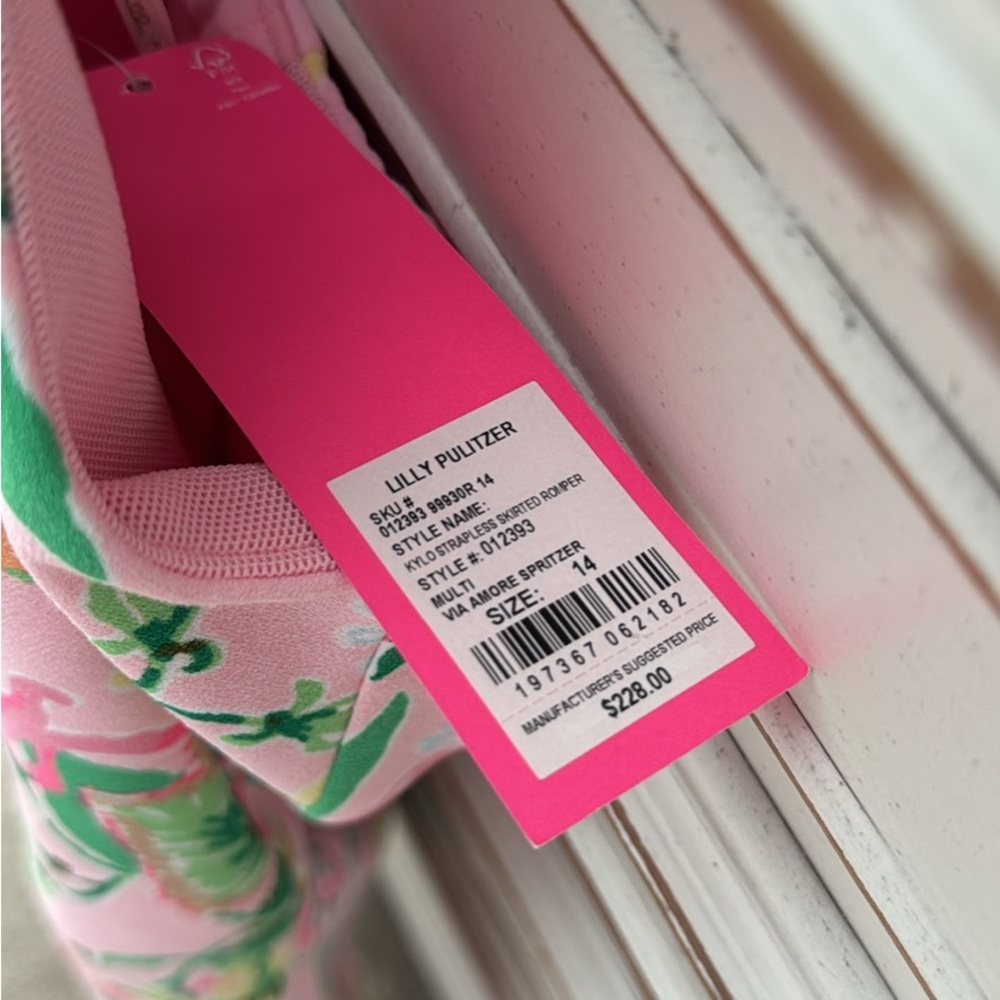Lilly Pulitzer Pink and Green Strapless Dress - Picture 5 of 5